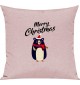 Kinder Kissen, Merry Christmas Bär Frohe Weihnachten, Kuschelkissen Couch Deko, Farbe rosa
