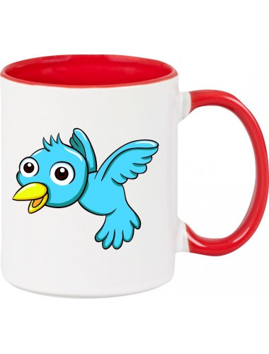 Kindertasse Tasse, Vogel Spatz Bird Tiere Tier Natur, Tasse Kaffee Tee, rot