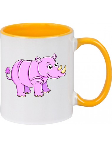 Kindertasse Tasse, Nashorn Rhino Tiere Tier Natur, Tasse Kaffee Tee, gelb