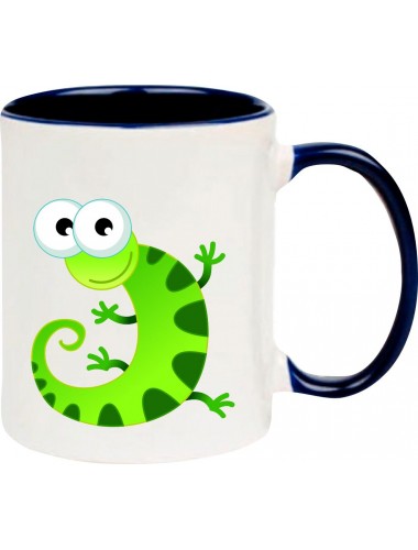 Kindertasse Tasse, Gecko Leguan Eidechse Tiere Tier Natur, Tasse Kaffee Tee, blau