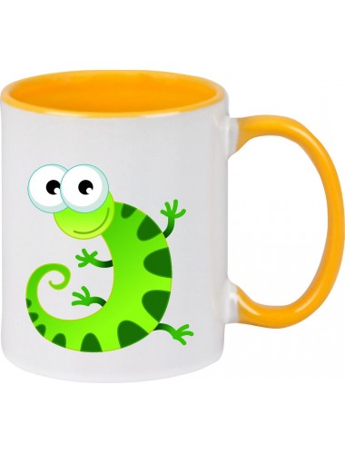 Kindertasse Tasse, Gecko Leguan Eidechse Tiere Tier Natur, Tasse Kaffee Tee, gelb