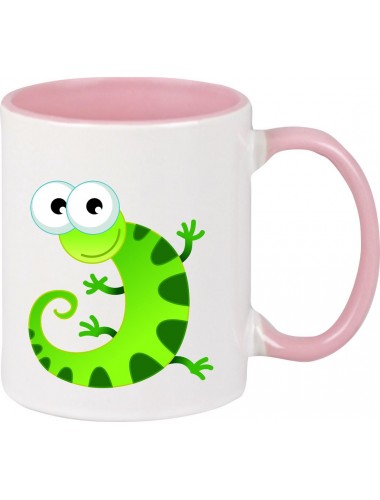 Kindertasse Tasse, Gecko Leguan Eidechse Tiere Tier Natur, Tasse Kaffee Tee, rosa