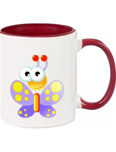 Kindertasse Tasse, Schmetterling Butterfly Tiere Tier Natur, Tasse Kaffee Tee, burgundy