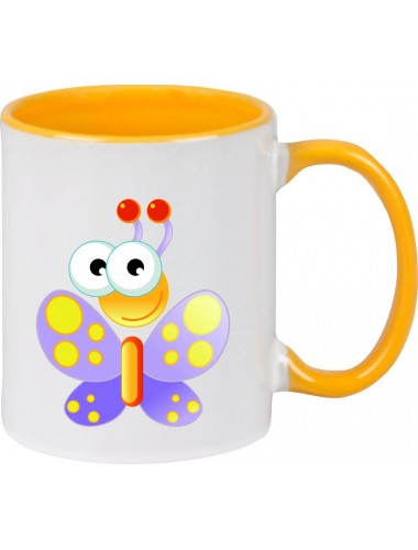 Kindertasse Tasse, Schmetterling Butterfly Tiere Tier Natur, Tasse Kaffee Tee, gelb