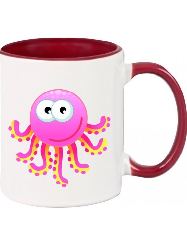 Kindertasse Tasse, Krake OktopusTiere Tier Natur, Tasse Kaffee Tee, burgundy