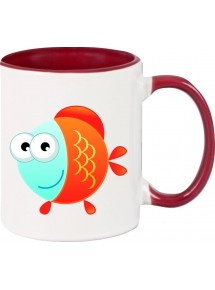 Kindertasse Tasse, Fisch Fish Tiere Tier Natur, Tasse Kaffee Tee, burgundy