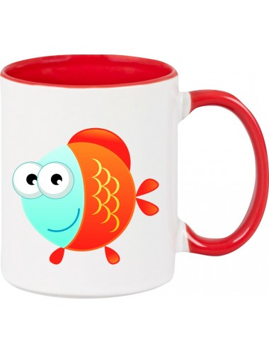 Kindertasse Tasse, Fisch Fish Tiere Tier Natur, Tasse Kaffee Tee, rot