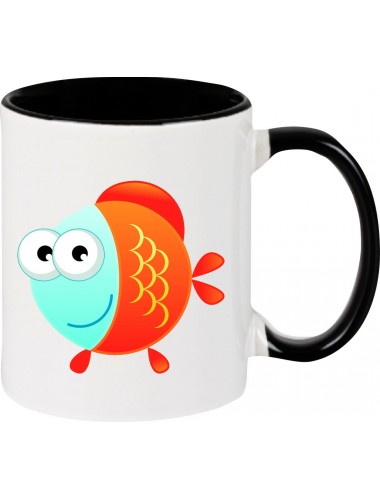 Kindertasse Tasse, Fisch Fish Tiere Tier Natur, Tasse Kaffee Tee, schwarz