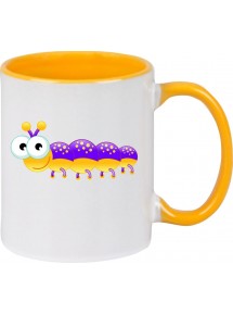 Kindertasse Tasse, Tausendfüßler Käfer Raupe Tiere Tier Natur, Tasse Kaffee Tee, gelb