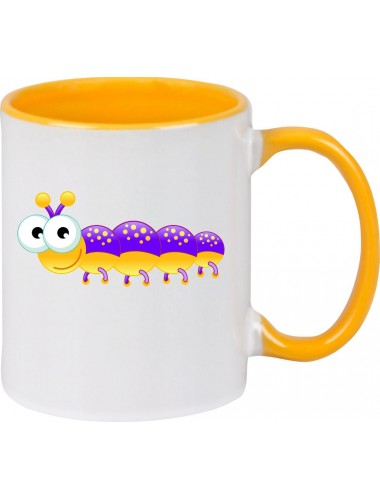 Kindertasse Tasse, Tausendfüßler Käfer Raupe Tiere Tier Natur, Tasse Kaffee Tee, gelb