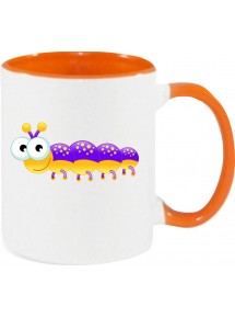 Kindertasse Tasse, Tausendfüßler Käfer Raupe Tiere Tier Natur, Tasse Kaffee Tee, orange