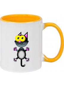Kindertasse Tasse, Katze Kater Kätzchen Cat Tiere Tier Natur, Tasse Kaffee Tee, gelb