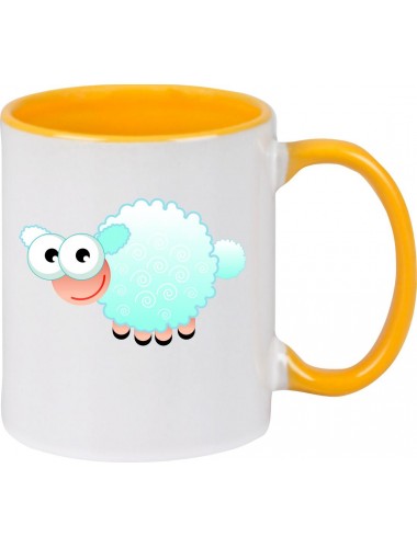 Kindertasse Tasse, Schaf Schäfchen Sheep Tiere Tier Natur, Tasse Kaffee Tee, gelb
