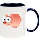 Kindertasse Tasse, Schwein Ferkel Pig Tiere Tier Natur, Tasse Kaffee Tee, blau
