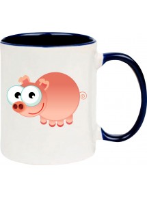 Kindertasse Tasse, Schwein Ferkel Pig Tiere Tier Natur, Tasse Kaffee Tee, blau