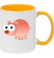 Kindertasse Tasse, Schwein Ferkel Pig Tiere Tier Natur, Tasse Kaffee Tee, gelb