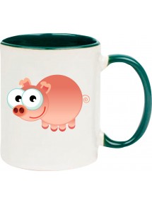 Kindertasse Tasse, Schwein Ferkel Pig Tiere Tier Natur, Tasse Kaffee Tee, gruen