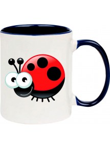 Kindertasse Tasse, Marienkäfer Siebenpunktkäfer Glückskäfer Tiere Tier Natur, Tasse Kaffee Tee, blau