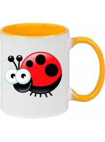 Kindertasse Tasse, Marienkäfer Siebenpunktkäfer Glückskäfer Tiere Tier Natur, Tasse Kaffee Tee, gelb
