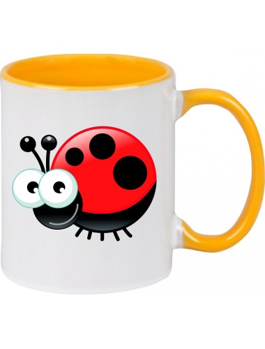 Kindertasse Tasse, Marienkäfer Siebenpunktkäfer Glückskäfer Tiere Tier Natur, Tasse Kaffee Tee, gelb