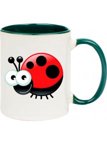 Kindertasse Tasse, Marienkäfer Siebenpunktkäfer Glückskäfer Tiere Tier Natur, Tasse Kaffee Tee, gruen