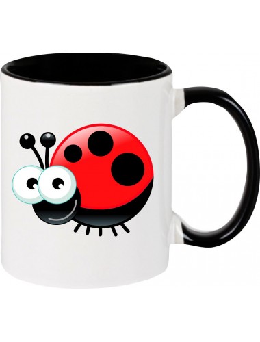 Kindertasse Tasse, Marienkäfer Siebenpunktkäfer Glückskäfer Tiere Tier Natur, Tasse Kaffee Tee, schwarz