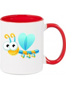 Kindertasse Tasse, Libelle Insekt Tiere Tier Natur, Tasse Kaffee Tee, rot