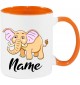 Kindertasse Tasse, Elefant Elephant mit Wunschnamen Tiere Tier Natur, Tasse Kaffee Tee