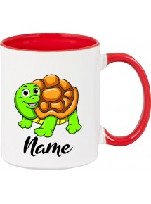 Kindertasse Tasse, Schildkröte Turtle mit Wunschnamen Tiere Tier Natur, Tasse Kaffee Tee
