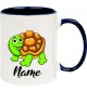 Kindertasse Tasse, Schildkröte Turtle mit Wunschnamen Tiere Tier Natur, Tasse Kaffee Tee, blau