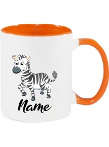 Kindertasse Tasse, Zebra mit Wunschnamen Tiere Tier Natur, Tasse Kaffee Tee