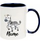 Kindertasse Tasse, Zebra mit Wunschnamen Tiere Tier Natur, Tasse Kaffee Tee, blau