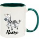 Kindertasse Tasse, Zebra mit Wunschnamen Tiere Tier Natur, Tasse Kaffee Tee, gruen