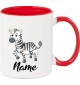 Kindertasse Tasse, Zebra mit Wunschnamen Tiere Tier Natur, Tasse Kaffee Tee, rot