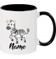 Kindertasse Tasse, Zebra mit Wunschnamen Tiere Tier Natur, Tasse Kaffee Tee, schwarz