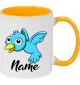 Kindertasse Tasse, Vogel Spatz Bird mit Wunschnamen Tiere Tier Natur, Tasse Kaffee Tee