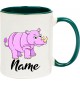 Kindertasse Tasse, Nashorn Rhino mit Wunschnamen Tiere Tier Natur, Tasse Kaffee Tee