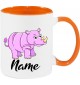 Kindertasse Tasse, Nashorn Rhino mit Wunschnamen Tiere Tier Natur, Tasse Kaffee Tee, orange