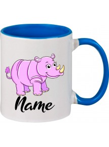 Kindertasse Tasse, Nashorn Rhino mit Wunschnamen Tiere Tier Natur, Tasse Kaffee Tee, royal
