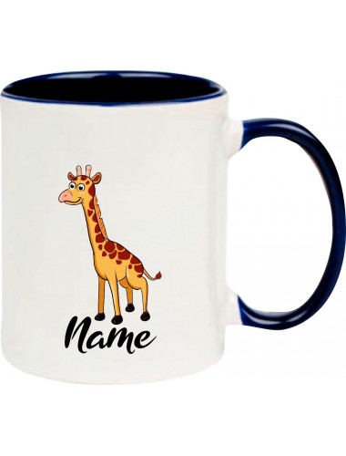Kindertasse Tasse, Giraffe mit Wunschnamen Tiere Tier Natur, Tasse Kaffee Tee, blau