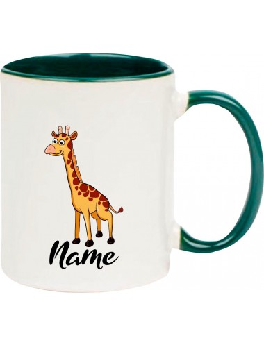 Kindertasse Tasse, Giraffe mit Wunschnamen Tiere Tier Natur, Tasse Kaffee Tee, gruen