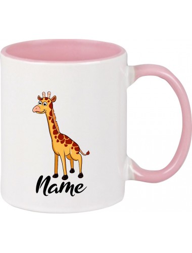 Kindertasse Tasse, Giraffe mit Wunschnamen Tiere Tier Natur, Tasse Kaffee Tee, rosa