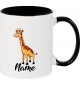 Kindertasse Tasse, Giraffe mit Wunschnamen Tiere Tier Natur, Tasse Kaffee Tee, schwarz