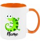 Kindertasse Tasse, Gecko Leguan Eidechse mit Wunschnamen Tiere Tier Natur, Tasse Kaffee Tee, orange
