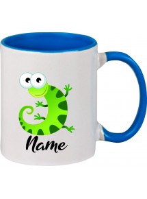 Kindertasse Tasse, Gecko Leguan Eidechse mit Wunschnamen Tiere Tier Natur, Tasse Kaffee Tee, royal