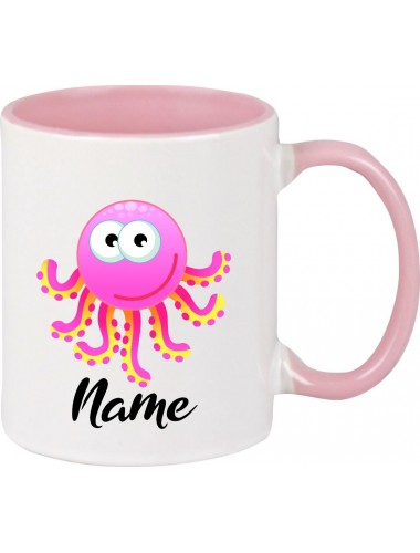 Kindertasse Tasse, Krake Oktopusmit Wunschnamen Tiere Tier Natur, Tasse Kaffee Tee, rosa