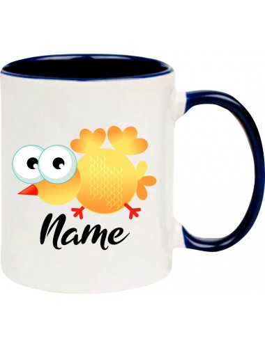 Kindertasse Tasse, Vogel Spatz Bird mit Wunschnamen Tiere Tier Natur, Tasse Kaffee Tee, blau