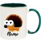 Kindertasse Tasse, Igel Hedgehog mit Wunschnamen Tiere Tier Natur, Tasse Kaffee Tee, gruen