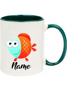 Kindertasse Tasse, Fisch Fish mit Wunschnamen Tiere Tier Natur, Tasse Kaffee Tee