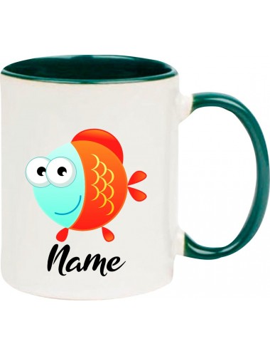 Kindertasse Tasse, Fisch Fish mit Wunschnamen Tiere Tier Natur, Tasse Kaffee Tee